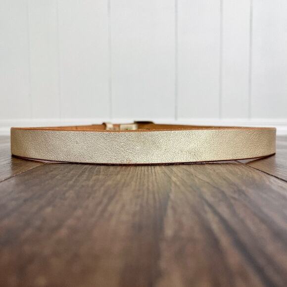American Eagle Crackle Leather Belt Solid Brass Buckle USA Made Size Medium Gold - Picture 2 of 14